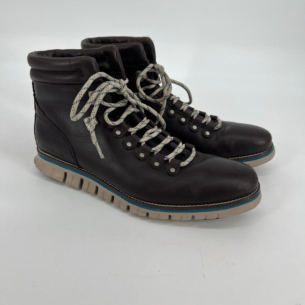 Cole Haan ZeroGrand Hiker Boot Mens 9.5W Dark Brown Leather Lace Up Waterproof
